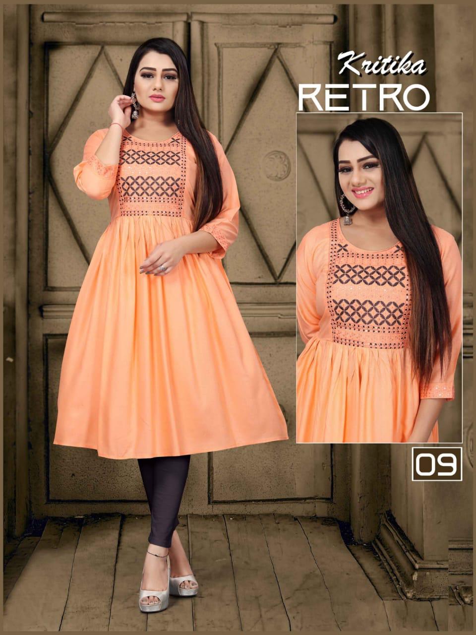 Kritika 01 Latest Designer Ethnic Wear Rayon Embroidery Kurti Collection